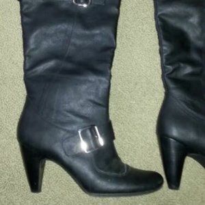 SEXY BCBG BLACK STACK HEEL HIGH BOOTS 10 BIKE GOTH